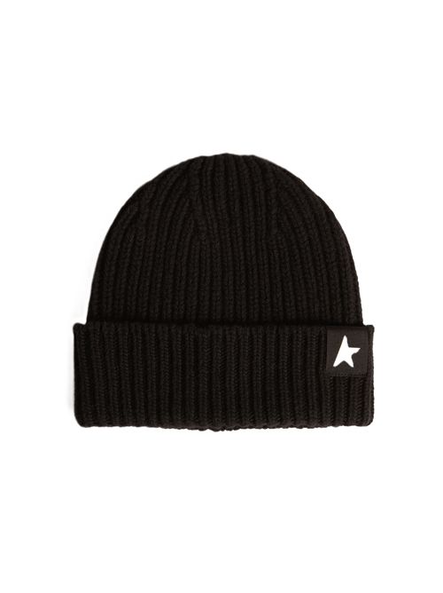 Golden Goose Star Patch Ribbed Beanie nero Golden Goose | GUP01035P00060190100 BLACK